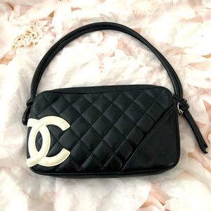 SOLD - Authentic Chanel Cambon Pochette handbag - Black w/ Silver Tone Hardware
